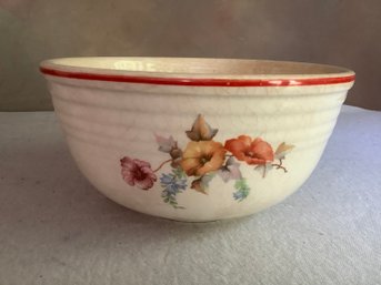 Vintage Bake Oven Mixing Bowl Red Rim & Flowers