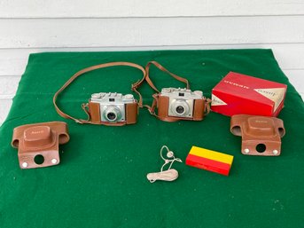 Lot Of 2 Ansco Memar Pronto Cameras With Cases