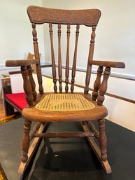 Child's Antique Rocker With Cane Seat