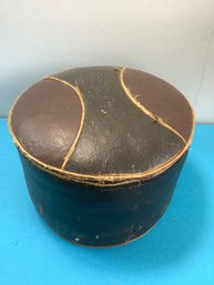 Vintage Round Leather Ottoman