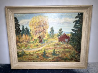 Vintage Original Landscape Painting Signed E.K.