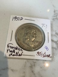 1951 D Franklin Half Dollar .90 Silver 164