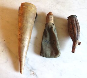 3 Antique Gun Powder Horns