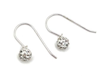 Sterling Silver Sparkly Ball Dangle Earrings