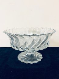 Vintage Fostoria Colony Pedestal Bowl Mid Century Swirl Pattern Clear Glass