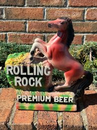 Vintage 1958 ROLLING ROCK Chalkware Countertop Bar Advertising Sign/statue