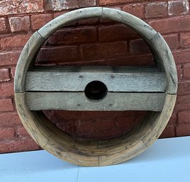 Vintage Woden Flat Belt Pulley Wheel