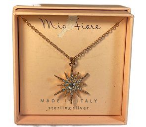 Nia Fiore Italy Sterling Silver Star Pendant On Chain Necklace In Original Box