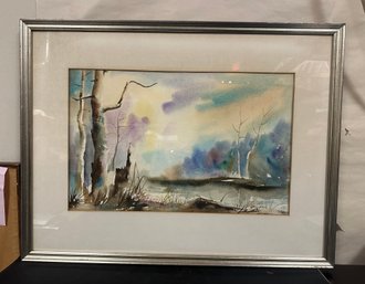 Beautiful Watercolor Of Sea Around Trees Signed By The Artist, Johnny Johnson CT/ WA-B