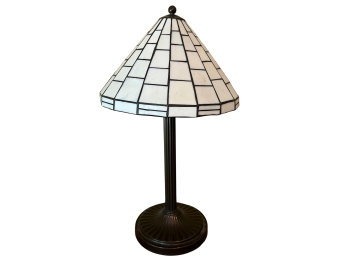 Lovely Opaque White Leaded Stained Glass Lamp