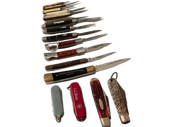 Collection Of Vintage & New Pocket Knives, Wostenholm, L.L. Bean, Swiss Army, US Army & More