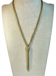 Gold Over Sterling Silver Multi Strand Chain Necklace Having Tassel