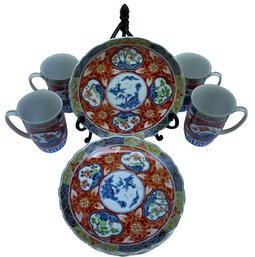 Set Of 4 Takahashi Asian Luncheon Plates And Cups
