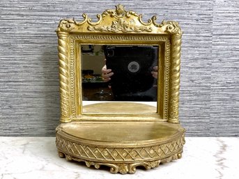 Stunning Gold Finish Jewelry Box With Attached Mirror