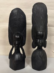 Vintage Hand Carved Ebony African Statuettes Made In Kenya. SA - A2