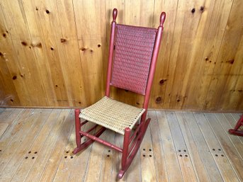 Beautiful Vintage Wicker & Wood Armless Rocking Chair