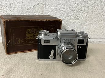 Kiev 4 Rangefinder Camera With Jupiter F2 50mm Lens In Original Box - Soviet Copy Of Zeiss-Ikon Contax Camera