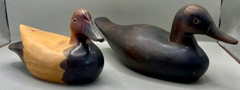 Lot Of 2 Carved Wooden Ducks