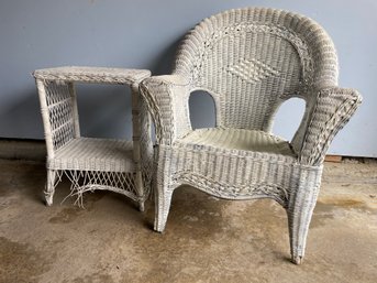 Outdoor Wicker Chair And Side Table Set