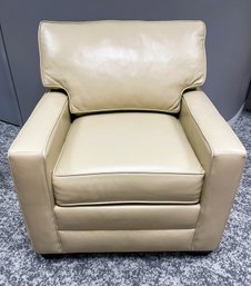 Ethan Allen Cream Leather Arm Chair-Lot 1