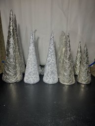 NINE SHIMMERING ACRYLIC CHRISTMAS TREES