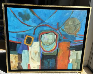 Vintage MANUEL CLARO BETTINELLI Abstract Oil Painting- Well Listed Argentinian Artist- NO SHIPPING