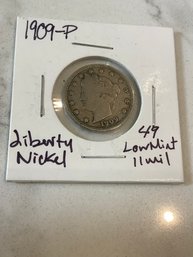 1909 P Liberty Nickel (low Mint) 166