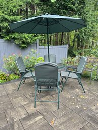 Patio Set With Green Umbrella Set #1