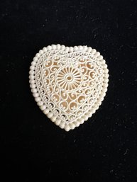 Dennison USA Vintage Plastic Filigree Heart Shaped Ring Case