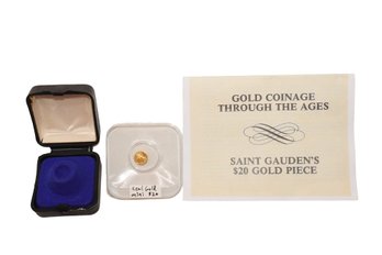 14k Gold Miniature 1908 $20 Saint Gaudens Coin