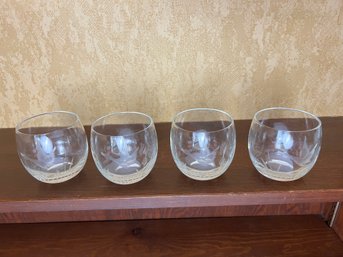 Set Of Four Susquehanna Etched Goose Motif Rocks Glasses