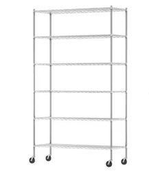 Single Commercial Grade Heavy Duty Steel Wire Shelving Unit On Wheels