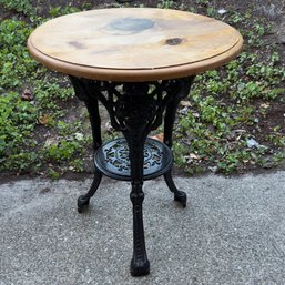 Wrought Iron Side Table With Wooden Top
