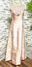 Vintage Kent Originals Beaded Pale Pink Evening Gown - Size 8