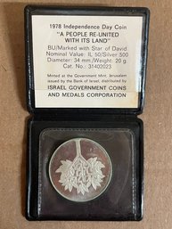 Nice 1978 Independence Day Coin 'A People Reunited With Its Land' BU Marked/Star Of David