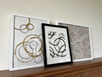 A Trio Of Graphic Geometric Framed Art