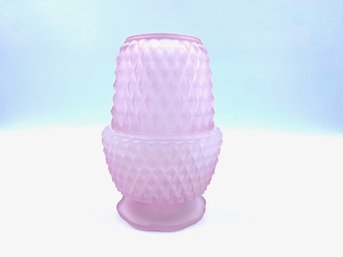 Vintage Pale Pink Frosted Glass Diamond Point Fairy Lamp/lantern