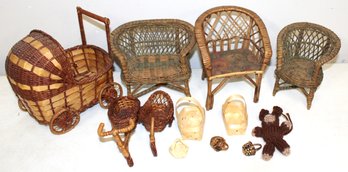 Lot Of 12 Doll House Furniture And Misc Items
