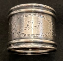Vintage Antique Victorian Possibly Sterling Napkin Ring - LA - Ivy Leaves - 1.25 H X 1.75 Diameter