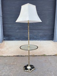 Vintage Mutual-Sunset Brass Tulip Base Floor Lamp With Table