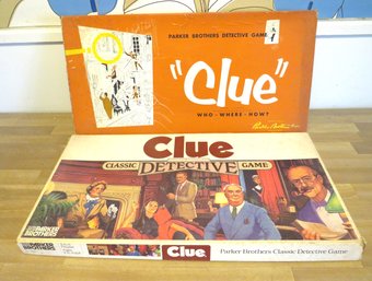 2 Parker Brothers Games Of Clue (1960 & 1986)