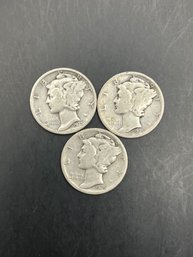 3 Mercury Dimes 1935, 1935-D, 1935-S