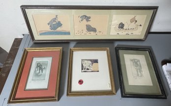 FOUR PIECES OF SIGNED ART
