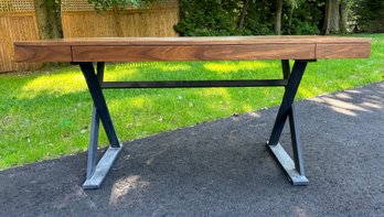 Wood Desk On Metal Base
