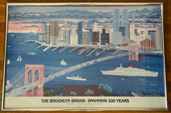 Kathy Jacobsen The Brooklyn Bridge: Spanning 100 Years Original Poster #333, Framed