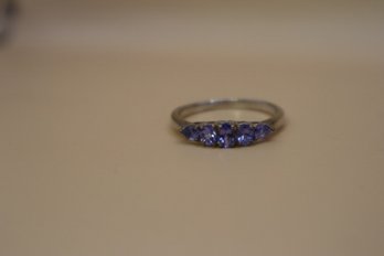 925 Sterling With Purple Stones Signed 'D'Joy' Ring Size 10