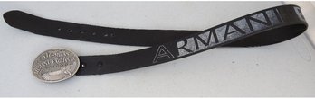 Mens Leather Armani Exchange 1991 Belt With Stainless Steel Buckle