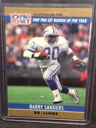 1990 Pro Set Barry Sanders Rookie Of The Year Insert Card - M