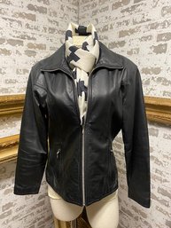 Vintage Maxima Cropped Black Leather Biker Jacket By Wilsons Leather