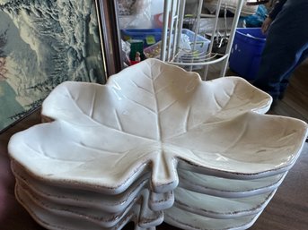 Set Of 4 Mikasa White Leaf Plates